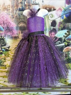 Handmade Black Sequin/Purple Leopard Girl's Tulle Tutu Dress